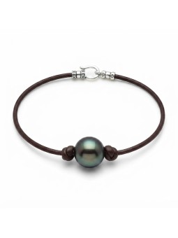 Bracelet cuir noir Moea Perles - 2