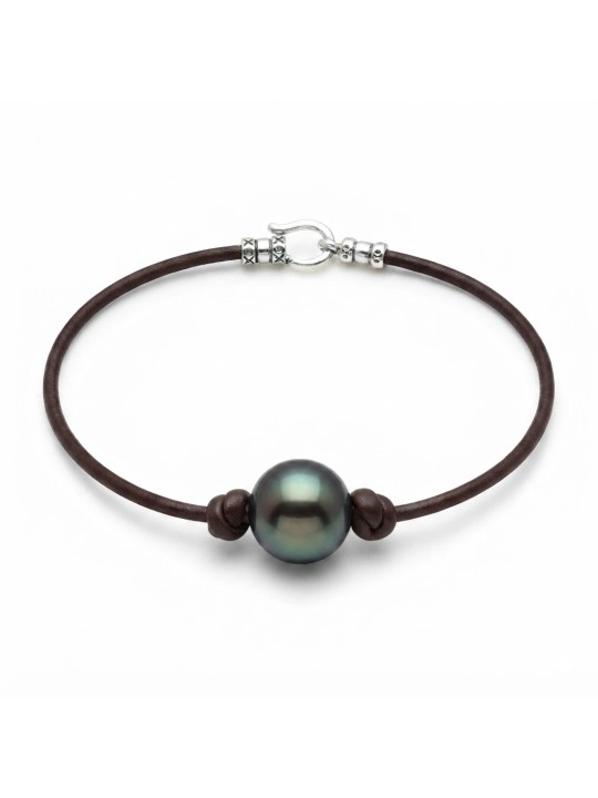 Bracelet cuir noir Moea Perles - 2