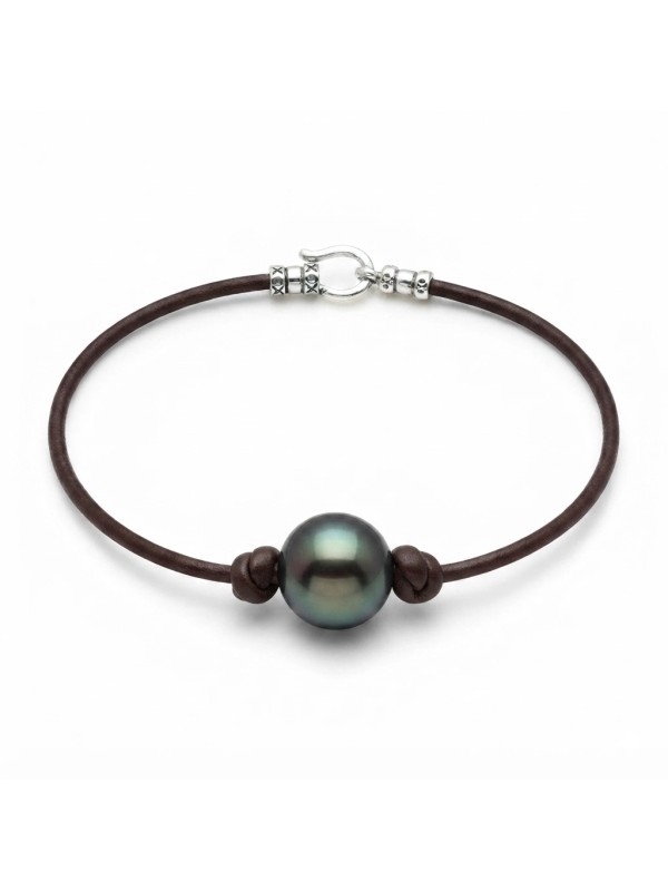 Bracelet cuir noir Moea Perles - 2