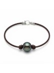 Bracelet cuir noir Moea Perles - 2