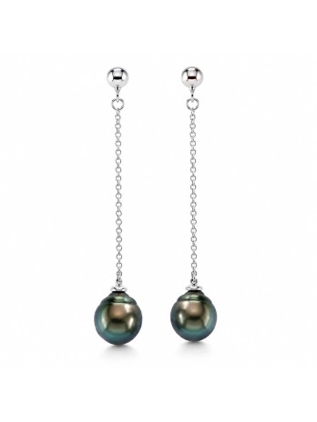 Boucles d'oreilles Mana pendantes et Perles de Tahiti poires Moea Perles - 1