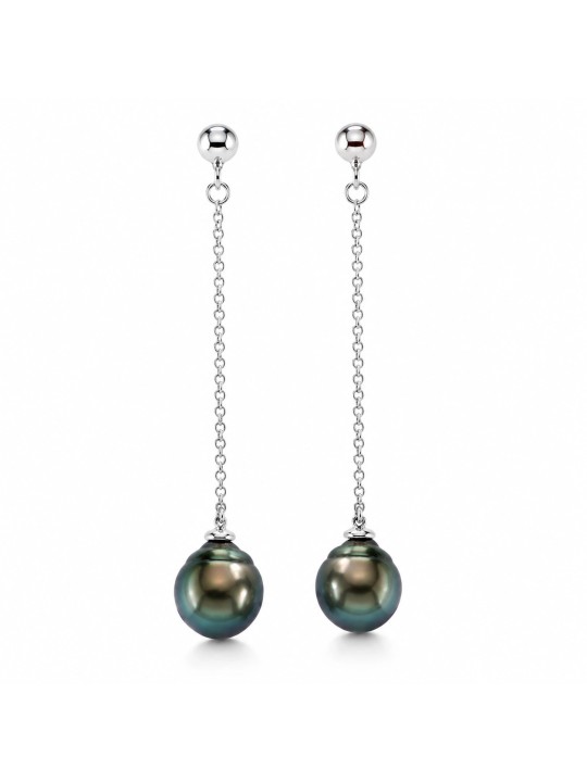 Boucles d'oreilles Mana pendantes et Perles de Tahiti poires Moea Perles - 1