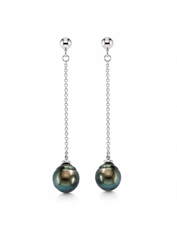 Boucles d'oreilles Mana pendantes et Perles de Tahiti poires Moea Perles - 1