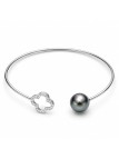 Bracelet jonc et trèfle avec Zirconium -1