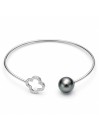 Bracelet jonc et trèfle avec Zirconium -1