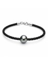 Bracelet cuir noir tressé Moea Perles - 1