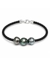 Bracelet cuir naturel 3 perles Moea Perles - 1