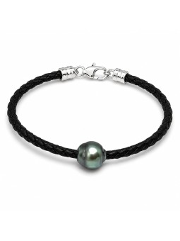 Bracelet cuir noir Moea Perles - 1