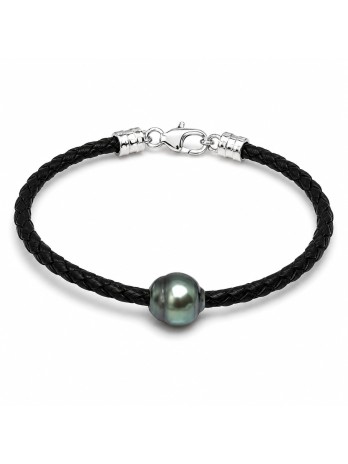 Bracelet cuir noir Moea Perles - 1