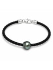 Bracelet cuir noir Moea Perles - 1