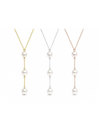 Collier Nui 3 perles japonaises Akoya