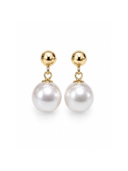 Boucles d'oreilles Hoeai or blanc ou jaune perles Akoya rondes 6-9mm AAA