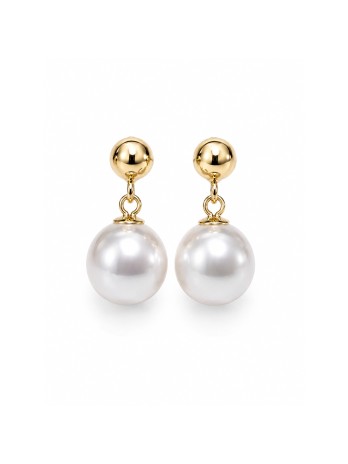 Boucles d'oreilles Hoeai or blanc ou jaune perles Akoya rondes 6-9mm AAA