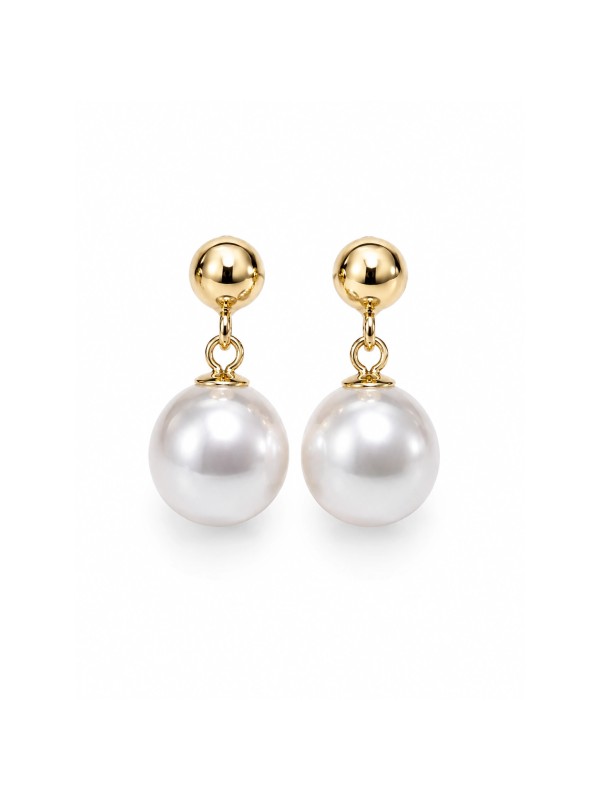 Boucles d'oreilles Hoeai or blanc ou jaune perles Akoya rondes 6-9mm AAA