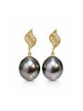 Boucles d'oreilles Fa perle de Tahiti et diamants