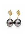 Boucles d'oreilles Fa perle de Tahiti et diamants Moea Perles - 1