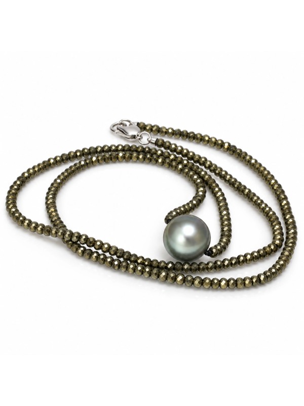 Collier perle tahiti et Pyrite Moea Perles - 1