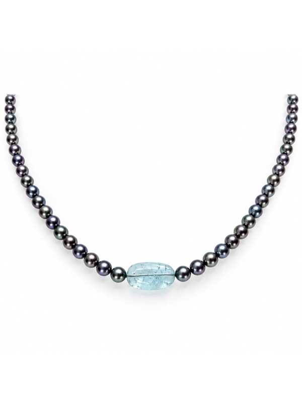 Collier perle Akoya et Aquamarine Moea Perles - 2