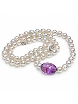 Collier perle Akoya 6mm et Améthyste Moea Perles - 2