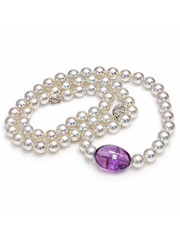 Collier perle Akoya 6mm et Améthyste Moea Perles - 2