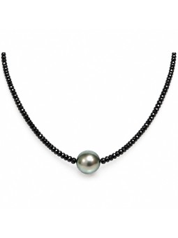 Collier perle tahiti ronde et saphir Moea Perles - 1