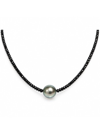 Collier perle tahiti ronde et saphir Moea Perles - 1