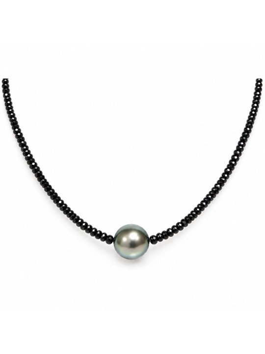 Collier perle tahiti ronde et saphir Moea Perles - 1