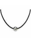 Collier perle tahiti ronde et saphir Moea Perles - 1
