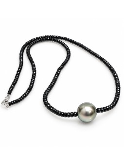 Collier perle tahiti ronde et saphir Moea Perles - 2