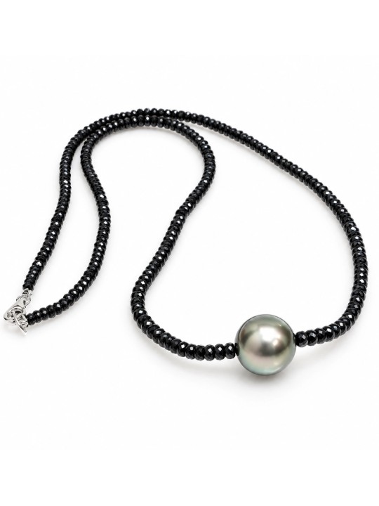 Collier perle tahiti ronde et saphir Moea Perles - 2