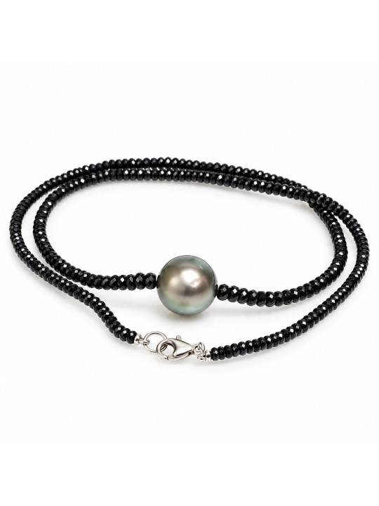 Collier perle tahiti ronde et saphir Moea Perles - 3