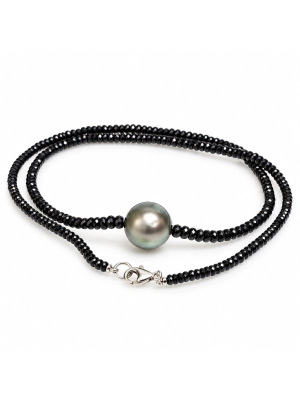 Collier perle tahiti ronde et saphir Moea Perles - 3