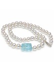 Collier perle Akoya 6mm et Aquamarine Moea Perles - 1