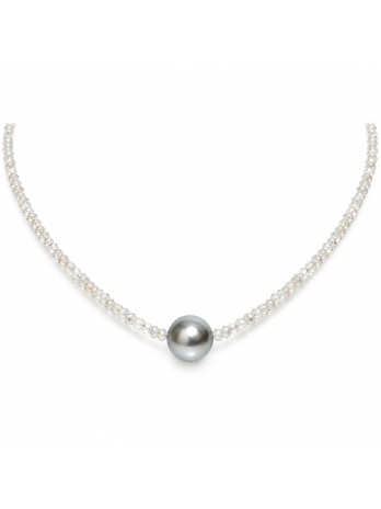 Collier perle de Tahiti et diamants bruts Moea Perles - 1