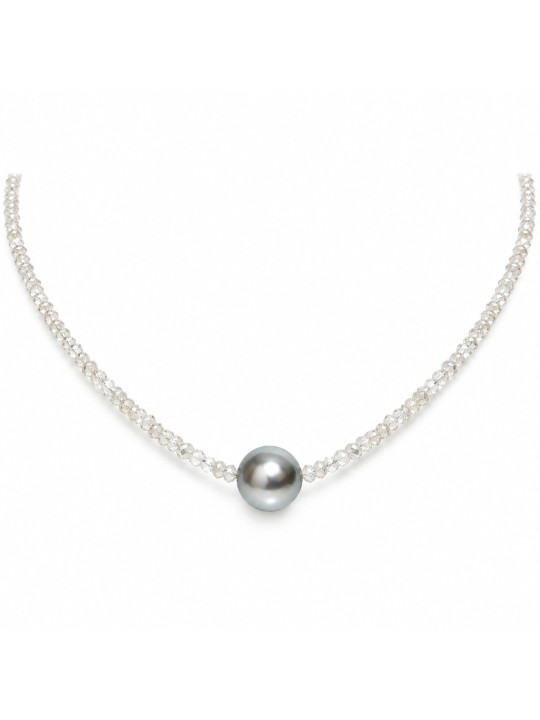 Collier perle de Tahiti et diamants bruts Moea Perles - 1