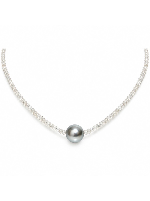 Collier perle de Tahiti et diamants bruts Moea Perles - 1