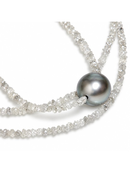 Collier perle de Tahiti et diamants bruts Moea Perles - 3