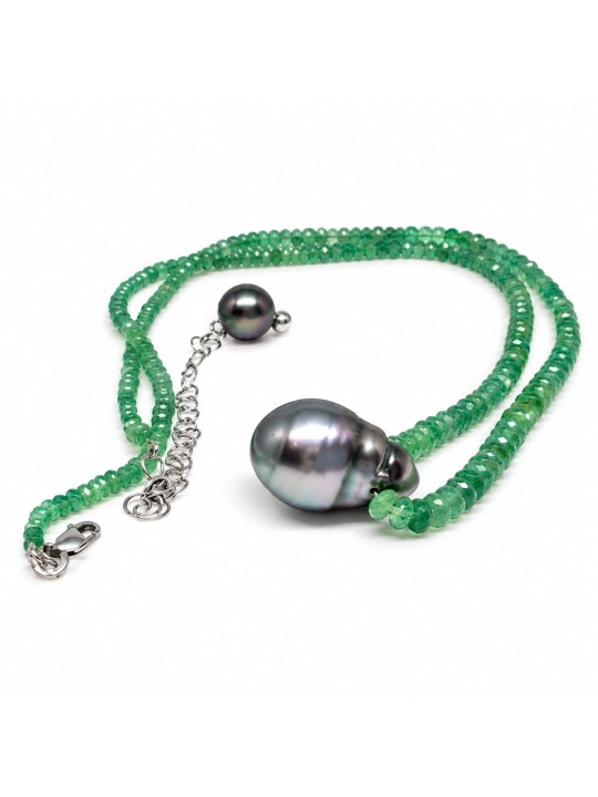 Collier perle tahiti et émeraude Moea Perles - 2