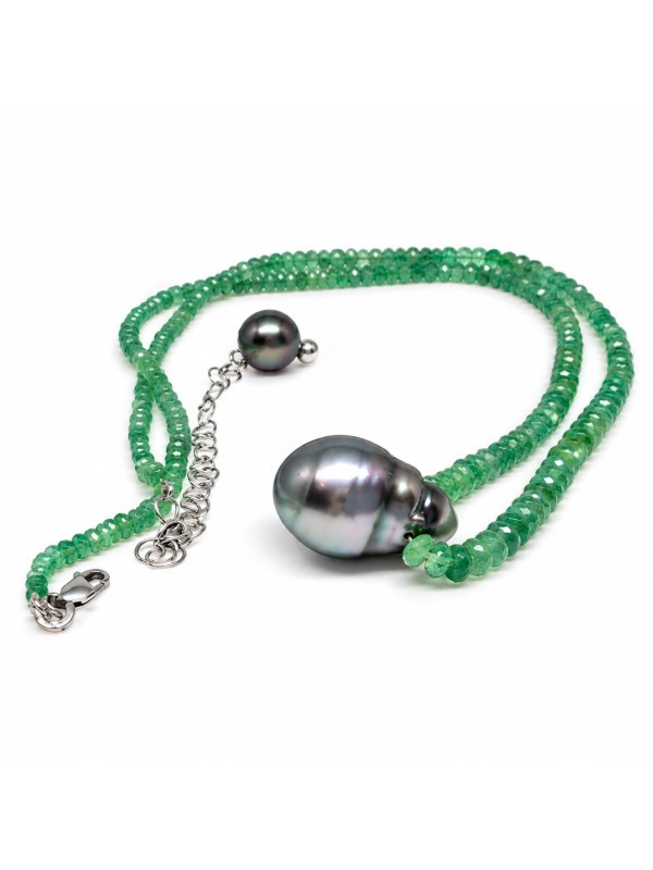 Collier perle tahiti et émeraude Moea Perles - 2