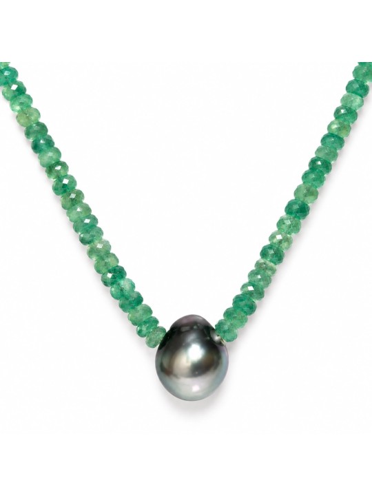 Collier perle tahiti et émeraude Moea Perles - 1