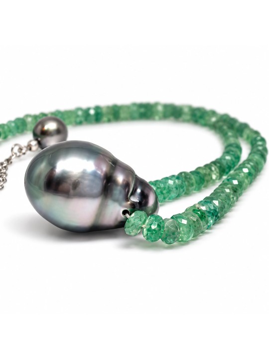 Collier perle tahiti et émeraude Moea Perles - 3