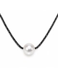 Collier perle australie et diamants noir