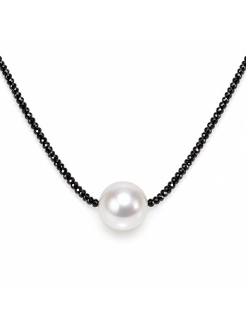 Collier perle australie et diamants noir Moea Perles - 1