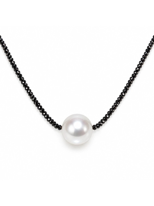 Collier perle australie et diamants noir Moea Perles - 1