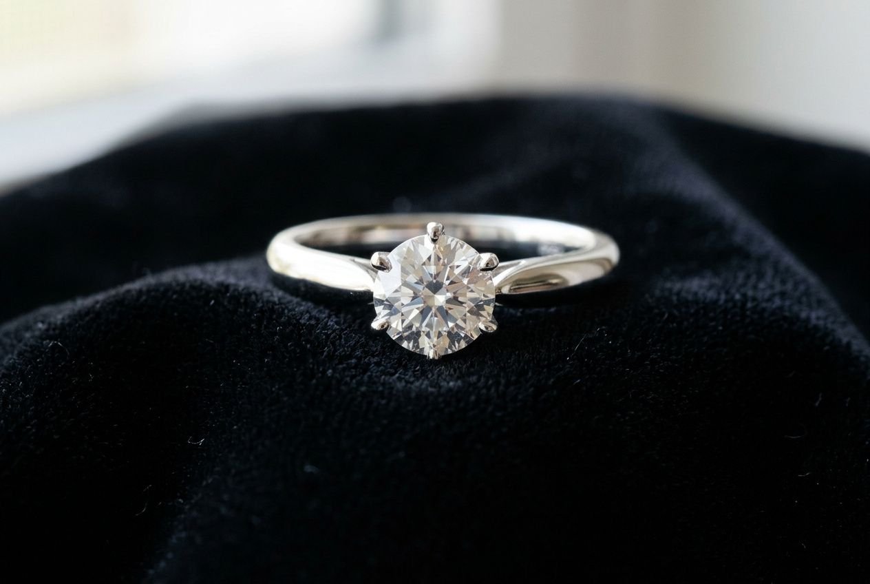 Bague de fiançailles en platine avec diamant