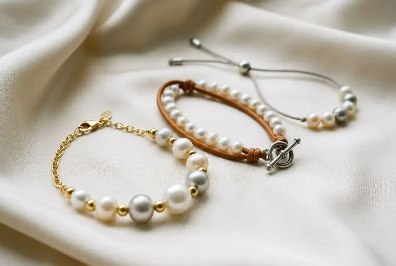 Bracelets de perles et cordons avec fermoir, sur satin, version bijoux en perles modernes tout ce qu'il faut savoir.