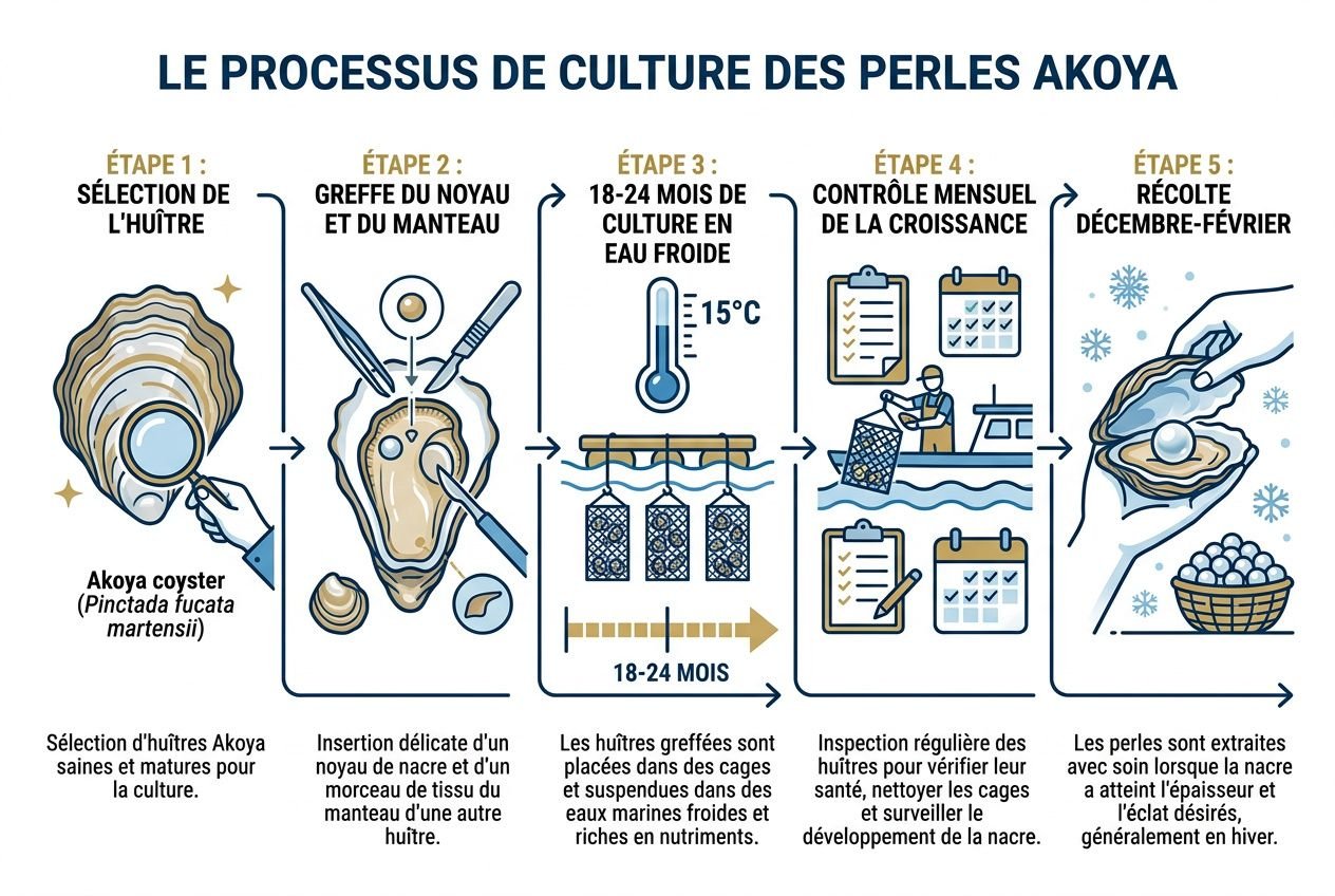 Cycle de culture des perles akoya