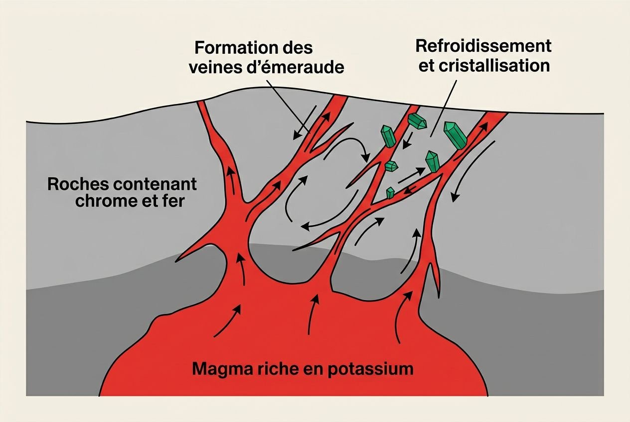 Processus géologique de formation de l'émeraude